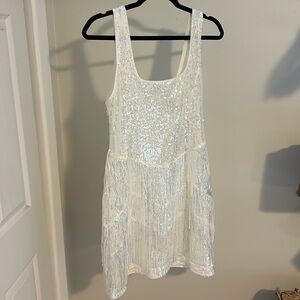 White Sequined Mini Dress